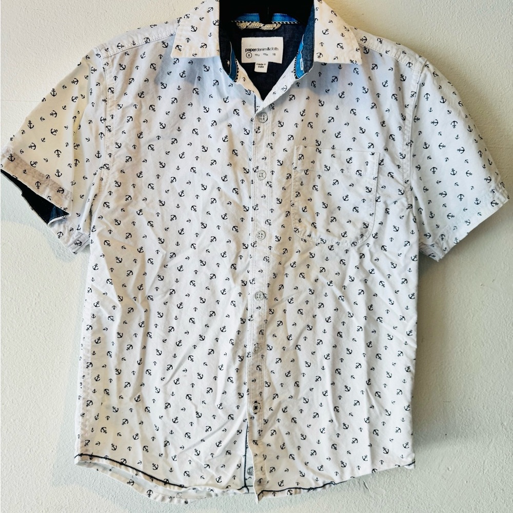 Paper Denim & Cloth Navy Anchor Print Shirt